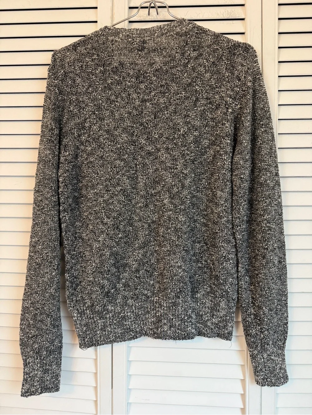 Brooks Brothers Womens Crewneck Swwater Metallic Silver Shimmer Evening Coastal